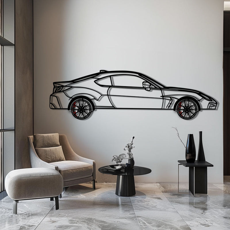 Toyota GR86 Metal Car Wall Art with Rotating Wheels - Modern JDM Sports Coupe Silhouette - Interactive Automotive Wall Decor - KAFMEKA157 by Enova Art