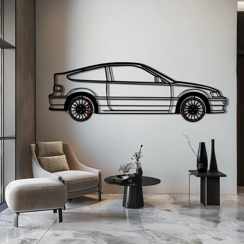 1990 Honda CRX Metal Car Wall Art with Rotating Wheels - JDM Classic Silhouette - Interactive Automotive Wall Decor - KAFMEKA144 by Enova Art