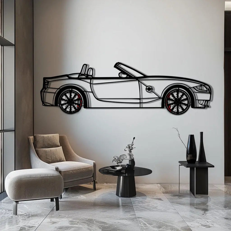 BMW Z4 M Roadster Metal Car Wall Art with Rotating Wheels - M Power Silhouette Decor - Interactive Automotive Wall Art - KAFMEKA114 by Enova Art