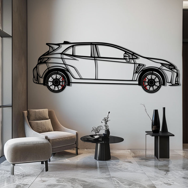 Toyota GR Corolla Metal Car Wall Art with Rotating Wheels - Rally-Inspired Hot Hatch Silhouette - Interactive JDM Automotive Decor - KAFMEKA158 by Enova Art
