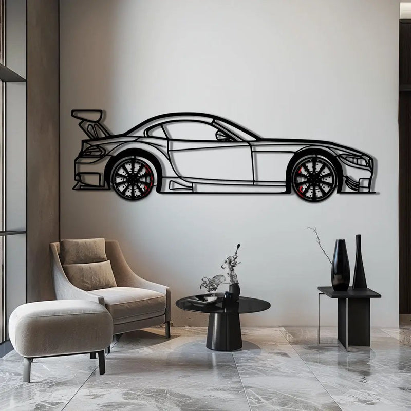 BMW Z4 E89 Metal Car Wall Art with Rotating Wheels - Modern Roadster Silhouette Decor - Interactive Automotive Wall Art - KAFMEKA113 by Enova Art