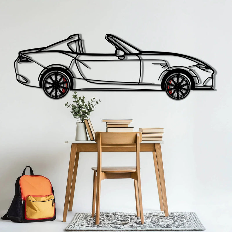 Mazda MX-5 RF Metal Car Wall Art with Rotating Wheels - JDM Roadster Silhouette - Interactive Automotive Wall Decor - KAFMEKA146 by Enova Art