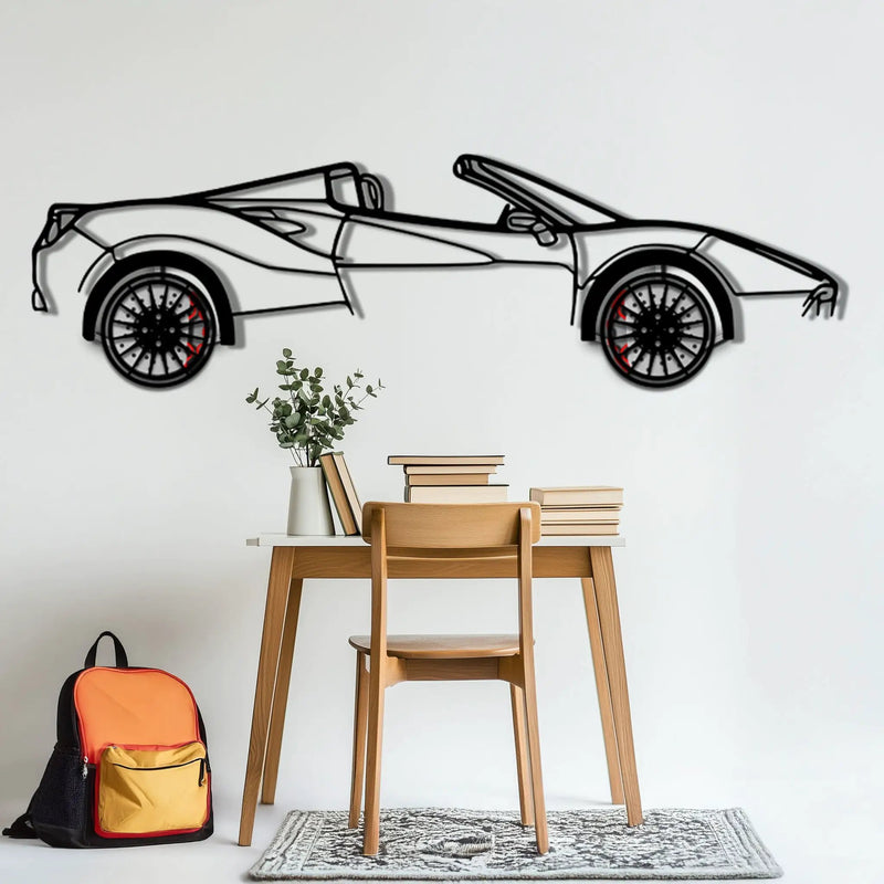 Ferrari 488 Spider Metal Car Wall Art with Rotating Wheels - Italian Twin-Turbo V8 Silhouette - Interactive Automotive Wall Decor - KAFMEKA126 by Enova Art