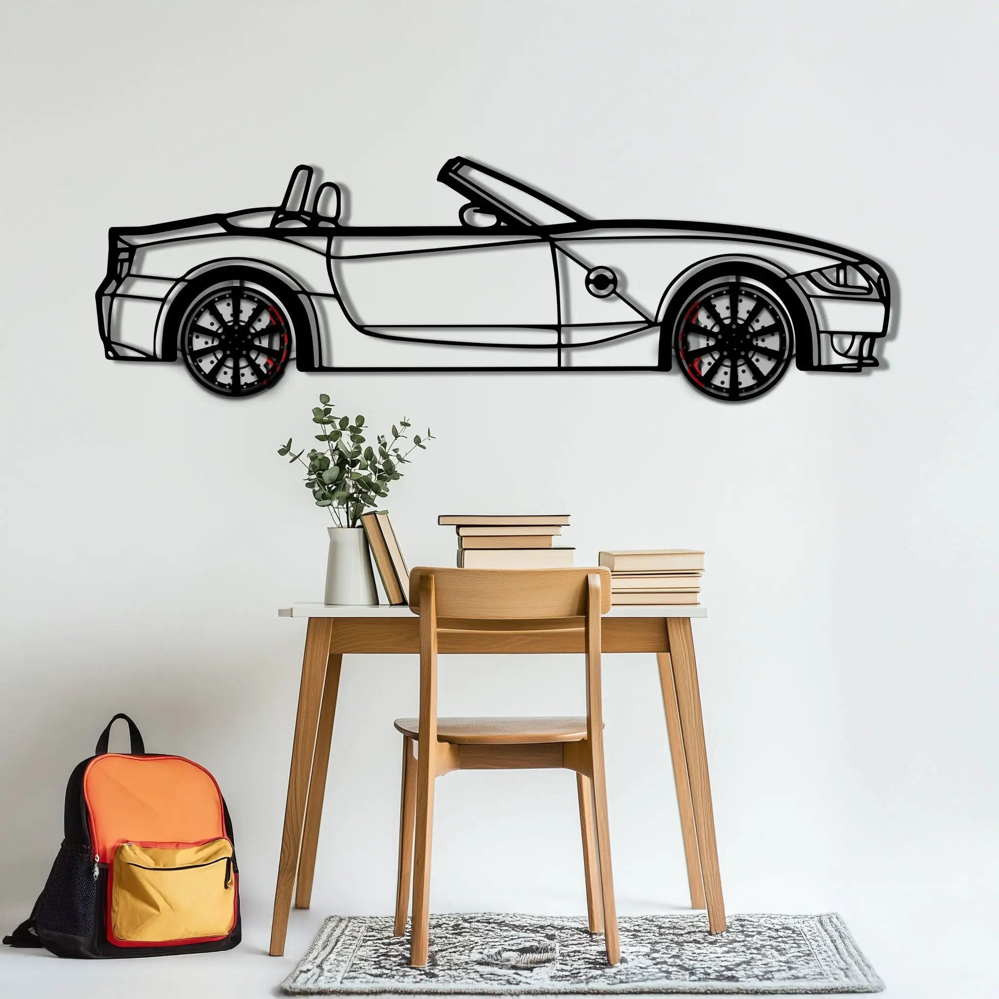 BMW Z4 M Roadster Metal Car Wall Art with Rotating Wheels - M Power Silhouette Decor - Interactive Automotive Wall Art - KAFMEKA114 by Enova Art