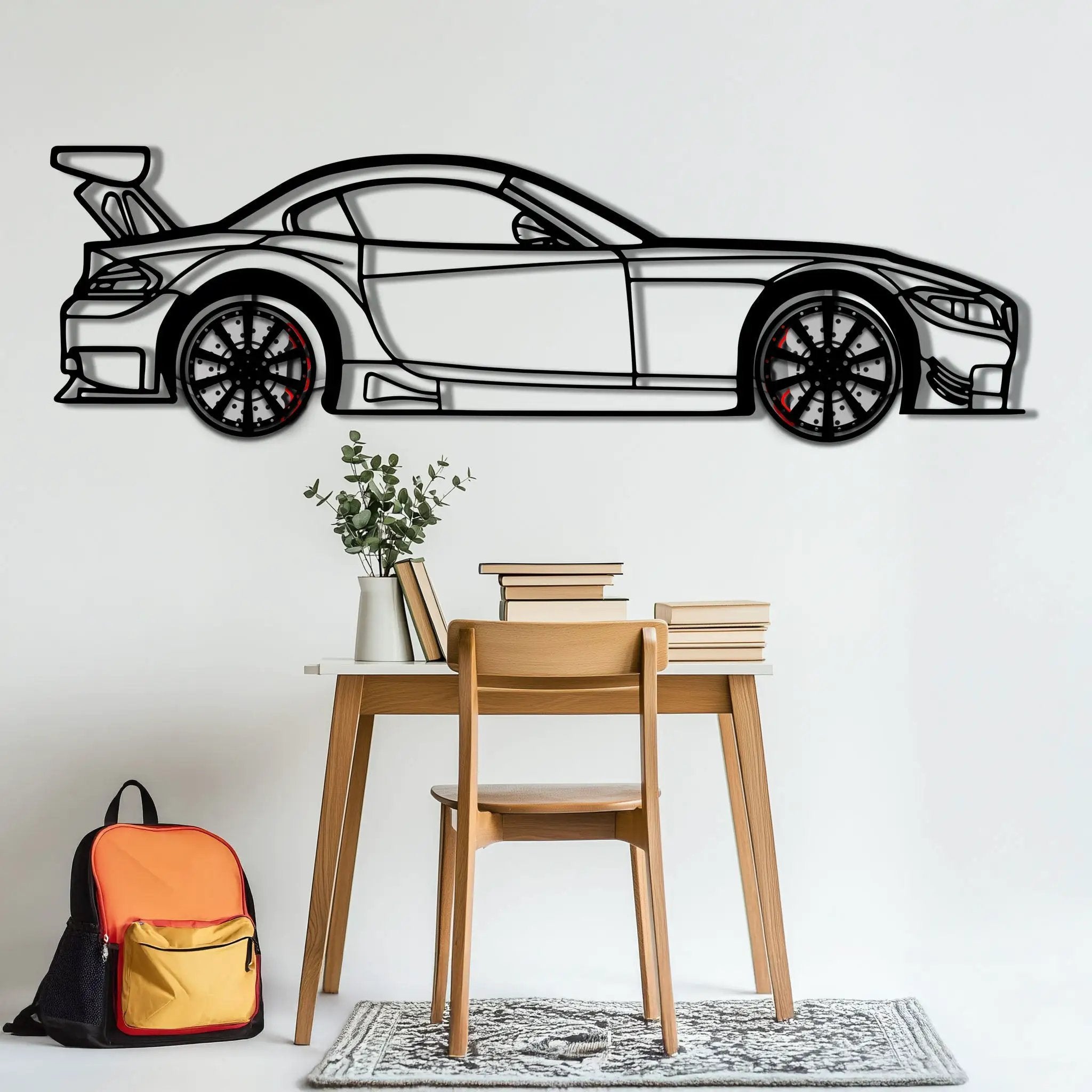 BMW Z4 E89 Metal Car Wall Art with Rotating Wheels - Modern Roadster Silhouette Decor - Interactive Automotive Wall Art - KAFMEKA113 by Enova Art