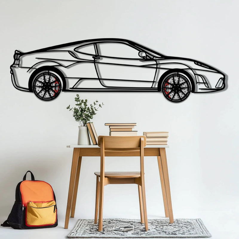 Ferrari F430 Scuderia Metal Car Wall Art with Rotating Wheels - Track-Focused V8 Silhouette - Interactive Automotive Wall Art - KAFMEKA133 by Enova Art