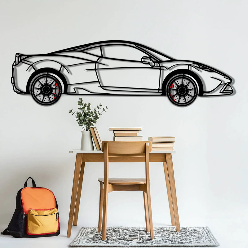 Ferrari 458 Speciale Metal Car Wall Art with Rotating Wheels - Track-Focused V8 Silhouette - Interactive Automotive Wall Decor - KAFMEKA125 by Enova Art