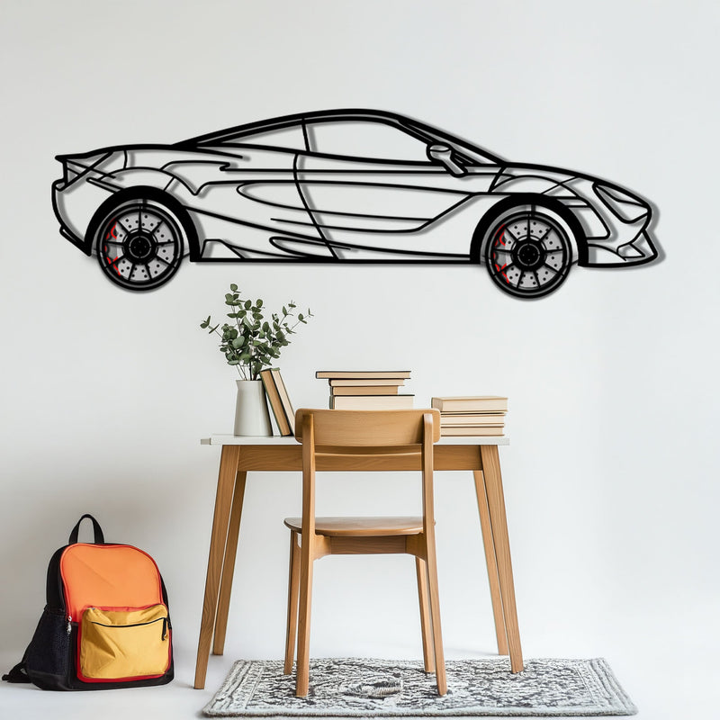 McLaren 720S Metal Car Wall Art with Rotating Wheels - British Supercar Silhouette - Interactive Automotive Wall Decor - KAFMEKA149 by Enova Art