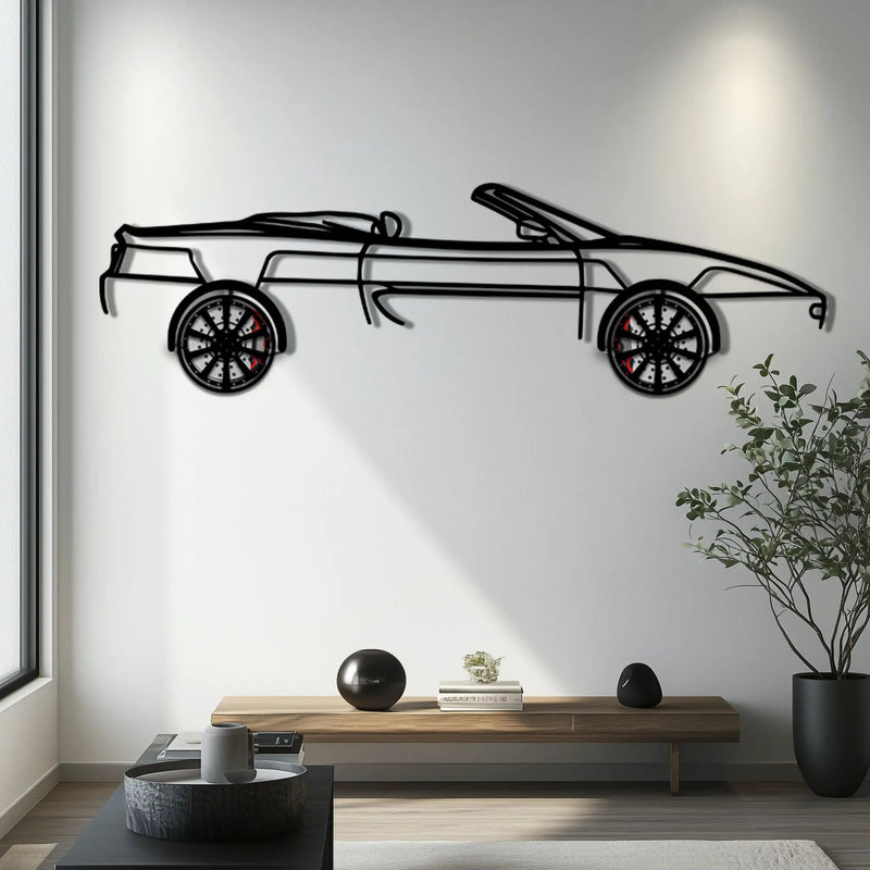 Ferrari F355 Spider Metal Car Wall Art with Rotating Wheels - Classic Italian Convertible Silhouette - Interactive Automotive Decor - KAFMEKA131 by Enova Art