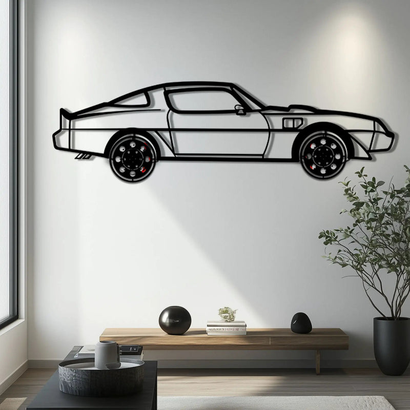 Pontiac Trans Am Metal Car Wall Art with Rotating Wheels - Classic American Muscle Silhouette - Interactive Firebird Wall Decor - KAFMEKA154 by Enova Art