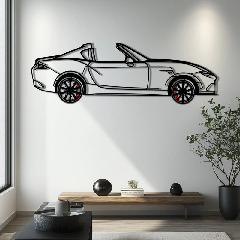 Mazda MX-5 RF Metal Car Wall Art with Rotating Wheels - JDM Roadster Silhouette - Interactive Automotive Wall Decor - KAFMEKA146 by Enova Art