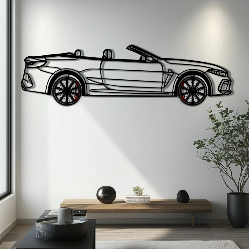 BMW M8 Competition Metal Car Wall Art with Rotating Wheels - M Power Luxury Silhouette - Interactive Automotive Wall Art - KAFMEKA109 by Enova Art