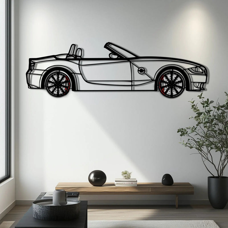 BMW Z4 M Roadster Metal Car Wall Art with Rotating Wheels - M Power Silhouette Decor - Interactive Automotive Wall Art - KAFMEKA114 by Enova Art