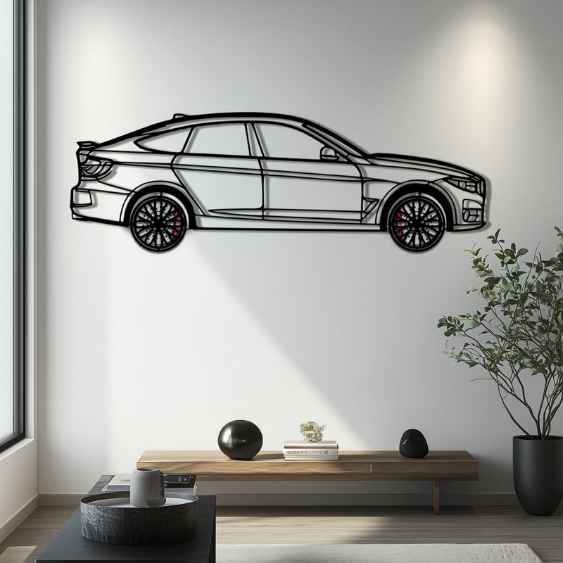 BMW 330 GT F34 Metal Car Wall Art with Rotating Wheels - Gran Turismo Silhouette Decor - Interactive Automotive Wall Art - KAFMEKA103 by Enova Art
