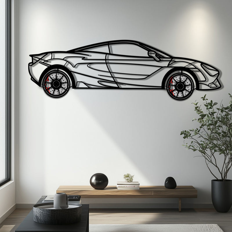 McLaren 720S Metal Car Wall Art with Rotating Wheels - British Supercar Silhouette - Interactive Automotive Wall Decor - KAFMEKA149 by Enova Art