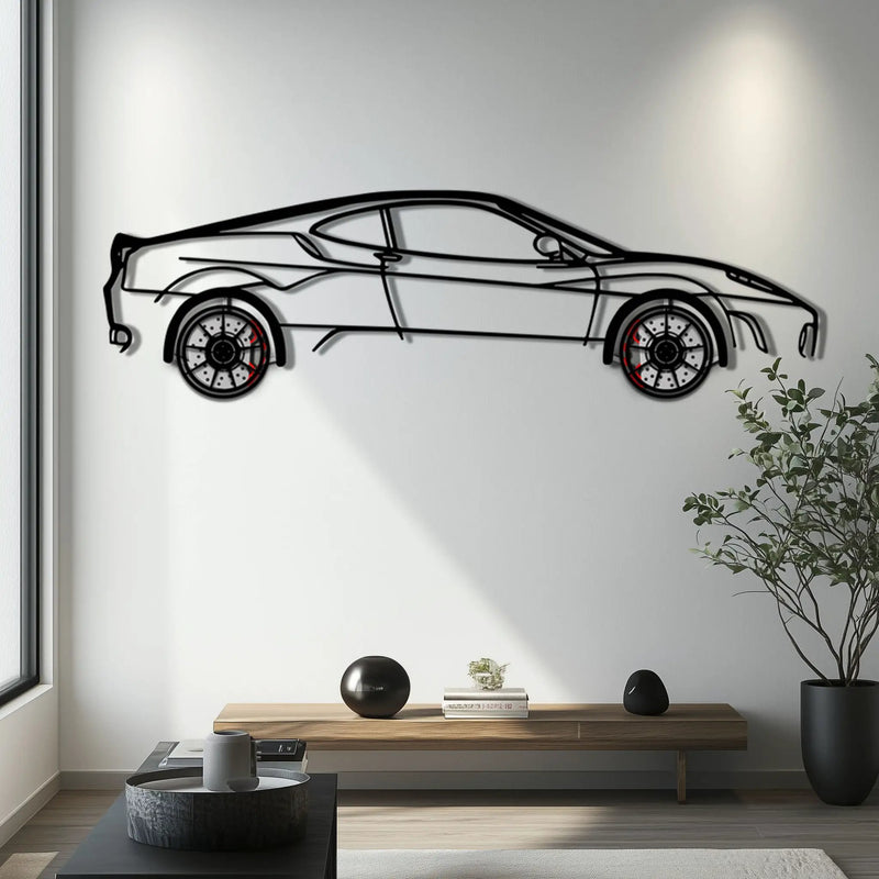 Ferrari F430 Metal Car Wall Art with Rotating Wheels - Italian V8 Supercar Silhouette - Interactive Automotive Wall Decor - KAFMEKA132 by Enova Art