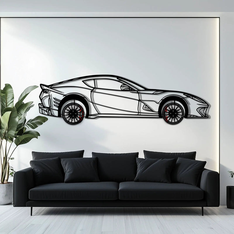 Ferrari 812 Superfast / F12 Metal Car Wall Art with Rotating Wheels - V12 Grand Tourer Silhouette - Interactive Automotive Wall Decor - KAFMEKA127 by Enova Art