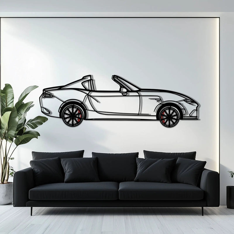 Mazda MX-5 RF Metal Car Wall Art with Rotating Wheels - JDM Roadster Silhouette - Interactive Automotive Wall Decor - KAFMEKA146 by Enova Art