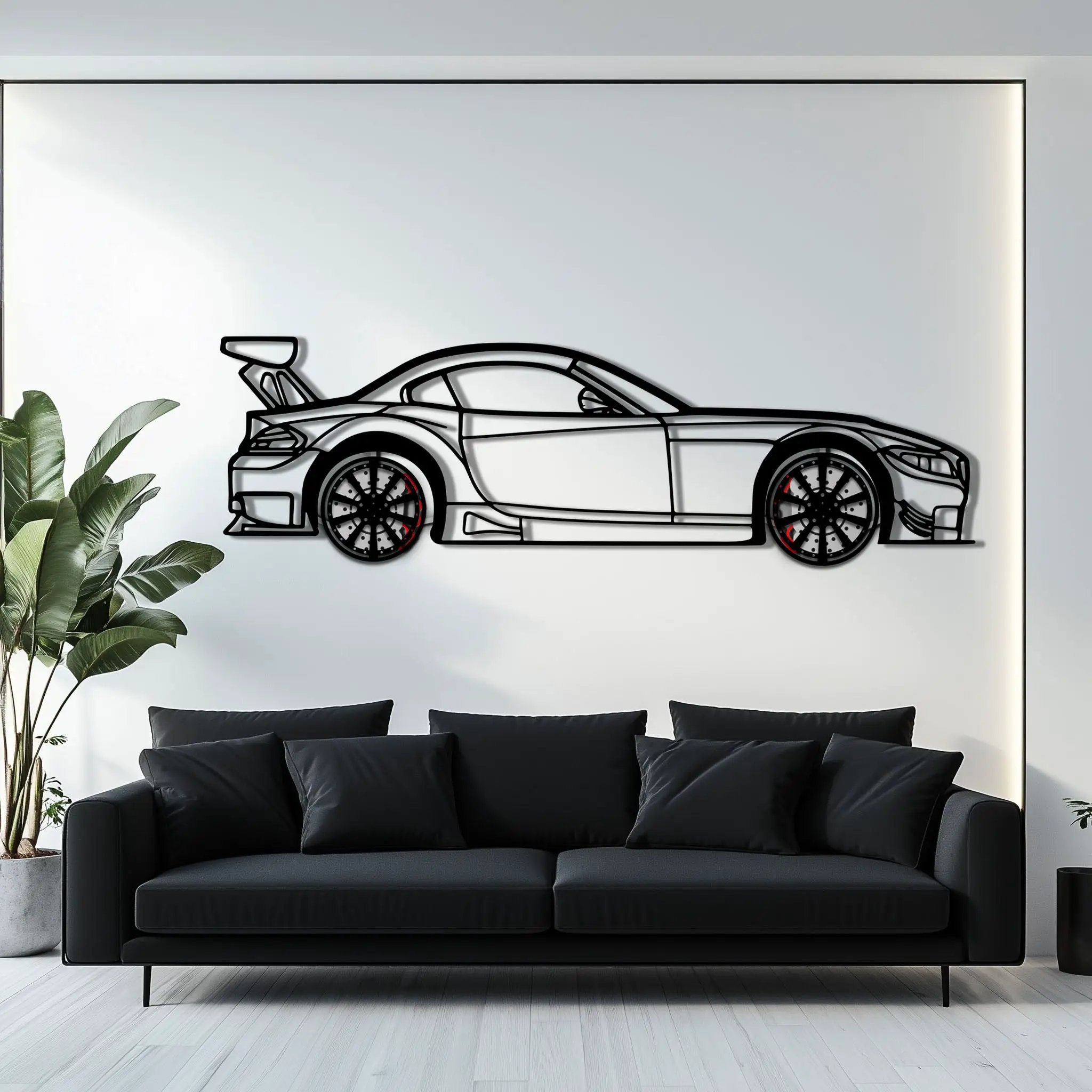BMW Z4 E89 Metal Car Wall Art with Rotating Wheels - Modern Roadster Silhouette Decor - Interactive Automotive Wall Art - KAFMEKA113 by Enova Art