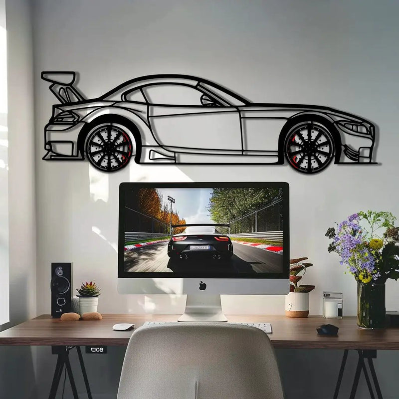 BMW Z4 E89 Metal Car Wall Art with Rotating Wheels - Modern Roadster Silhouette Decor - Interactive Automotive Wall Art - KAFMEKA113 by Enova Art