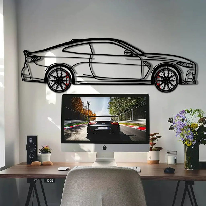 BMW M4 CSL Metal Car Wall Art with Rotating Wheels - Limited Edition G82 Silhouette - Interactive Automotive Wall Art - KAFMEKA108 by Enova Art