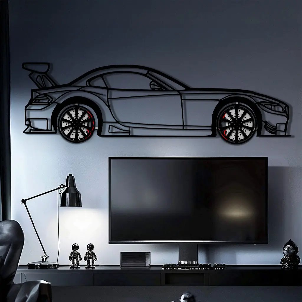 BMW Z4 E89 Metal Car Wall Art with Rotating Wheels - Modern Roadster Silhouette Decor - Interactive Automotive Wall Art - KAFMEKA113 by Enova Art