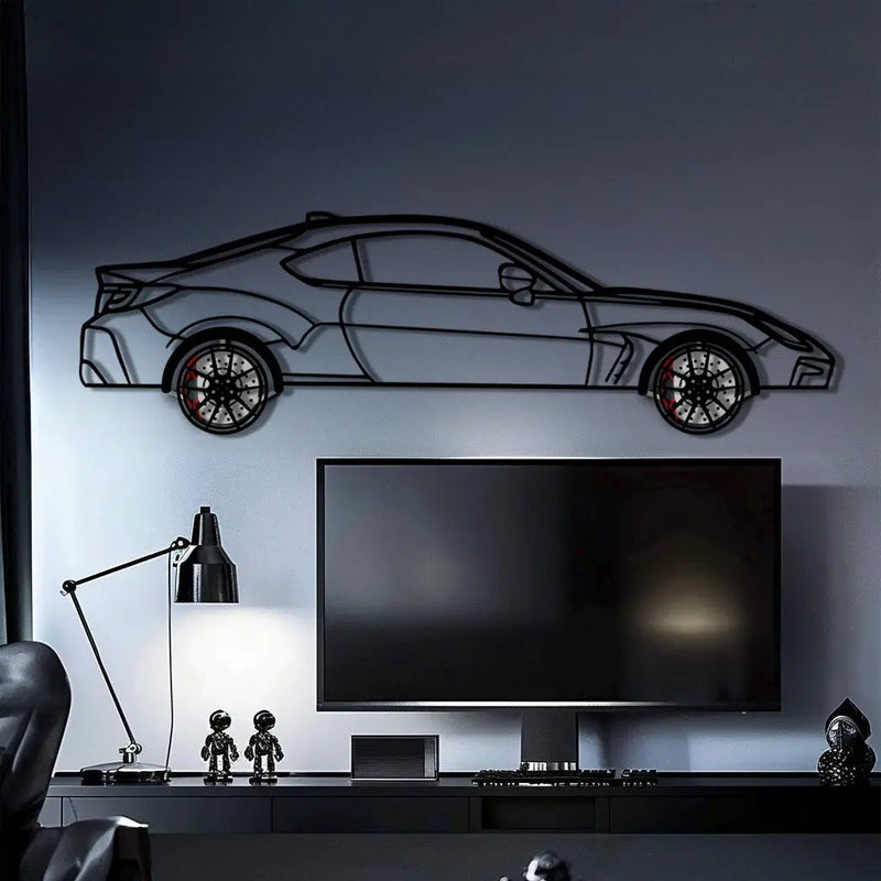 Toyota GR86 Metal Car Wall Art with Rotating Wheels - Modern JDM Sports Coupe Silhouette - Interactive Automotive Wall Decor - KAFMEKA157 by Enova Art