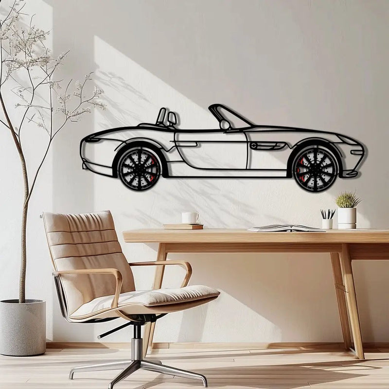 BMW Z8 Metal Car Wall Art with Rotating Wheels - Classic Luxury Roadster Silhouette - Interactive Automotive Wall Decor - KAFMEKA115 by Enova Art
