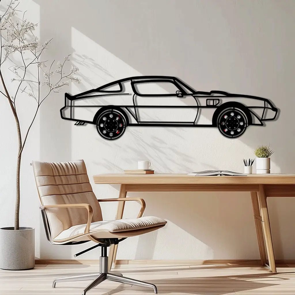 Pontiac Trans Am Metal Car Wall Art with Rotating Wheels - Classic American Muscle Silhouette - Interactive Firebird Wall Decor - KAFMEKA154 by Enova Art