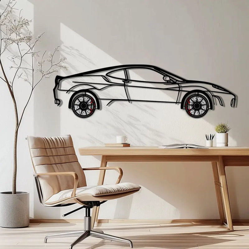 Ferrari F430 Metal Car Wall Art with Rotating Wheels - Italian V8 Supercar Silhouette - Interactive Automotive Wall Decor - KAFMEKA132 by Enova Art