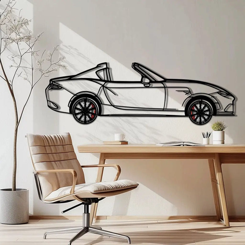 Mazda MX-5 RF Metal Car Wall Art with Rotating Wheels - JDM Roadster Silhouette - Interactive Automotive Wall Decor - KAFMEKA146 by Enova Art
