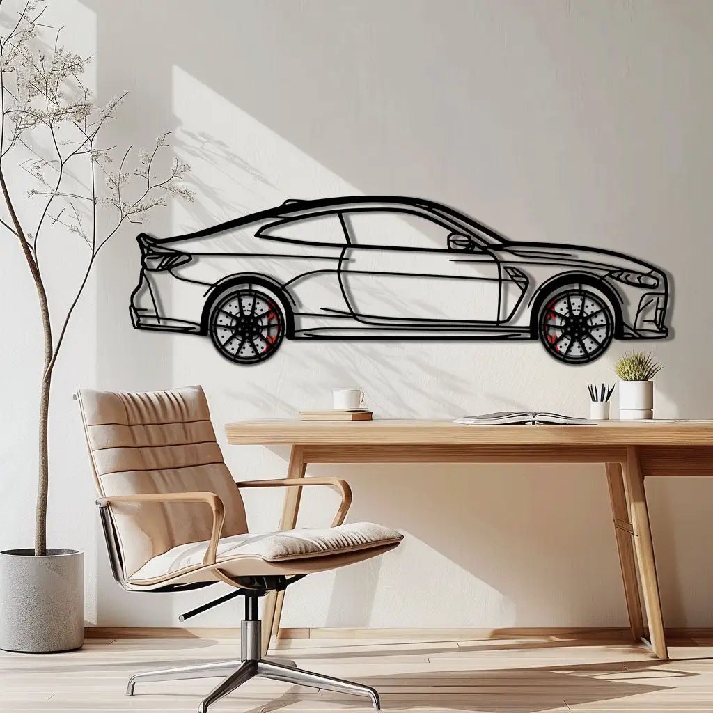 BMW M4 CSL Metal Car Wall Art with Rotating Wheels - Limited Edition G82 Silhouette - Interactive Automotive Wall Art - KAFMEKA108 by Enova Art