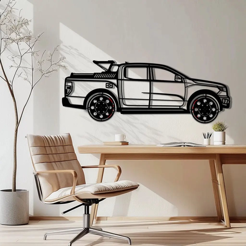 Ford F-150 Metal Truck Wall Art with Rotating Wheels - Iconic American Pickup Silhouette - Interactive Automotive Wall Decor - KAFMEKA138 by Enova Art
