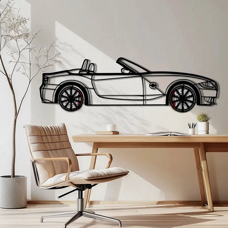 BMW Z4 M Roadster Metal Car Wall Art with Rotating Wheels - M Power Silhouette Decor - Interactive Automotive Wall Art - KAFMEKA114 by Enova Art