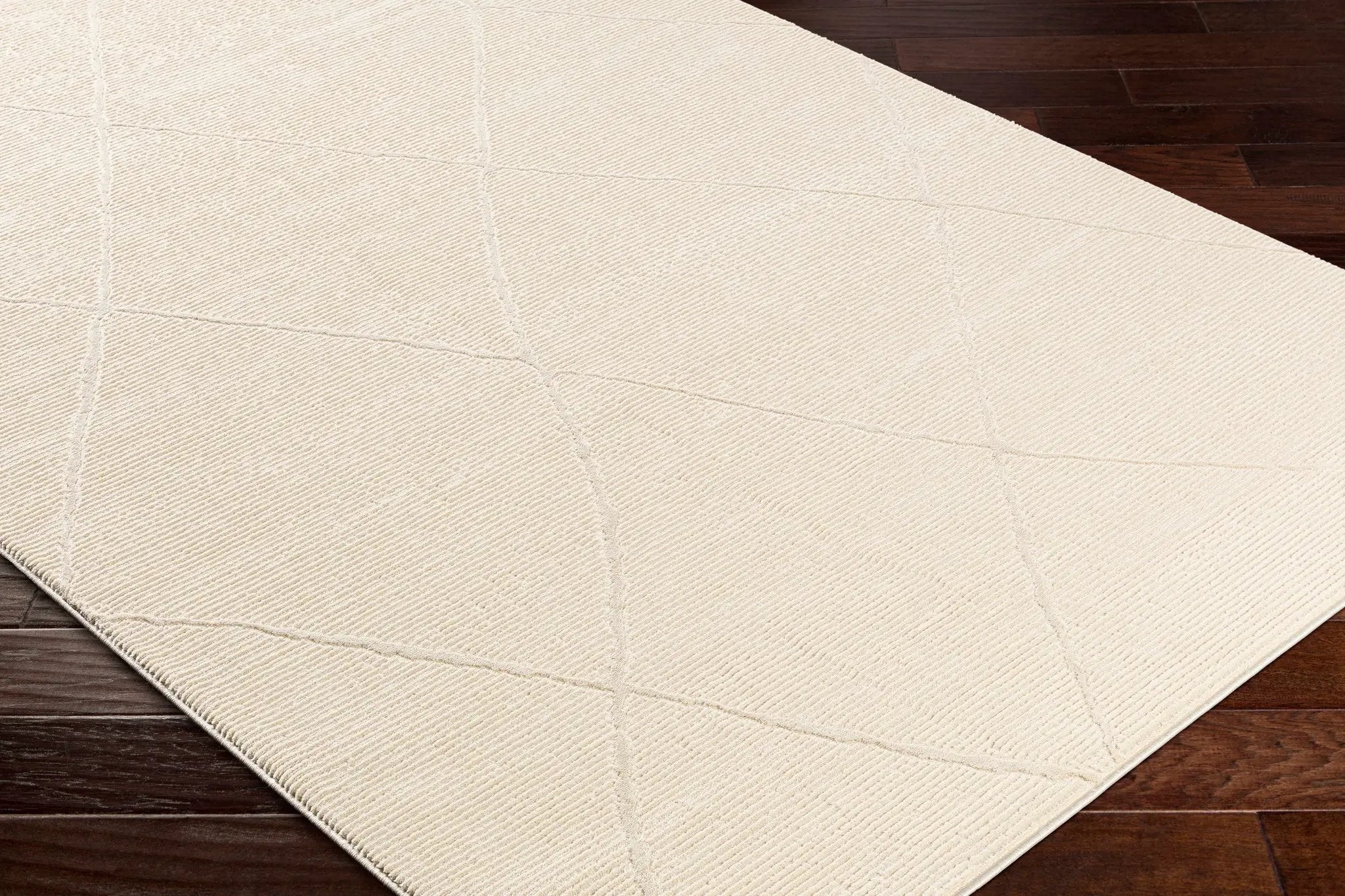 Aldis Cream Plush Textured Washable Rug by Boutique Rugs