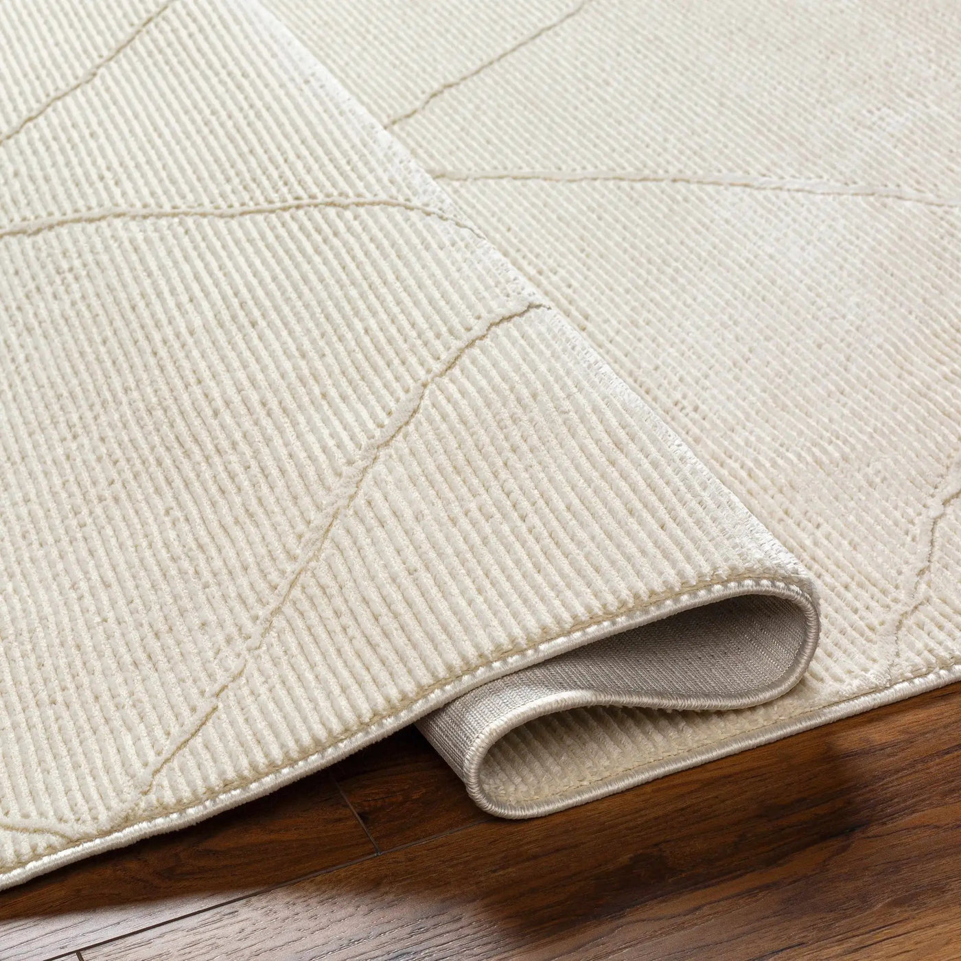 Aldis Cream Plush Textured Washable Rug by Boutique Rugs