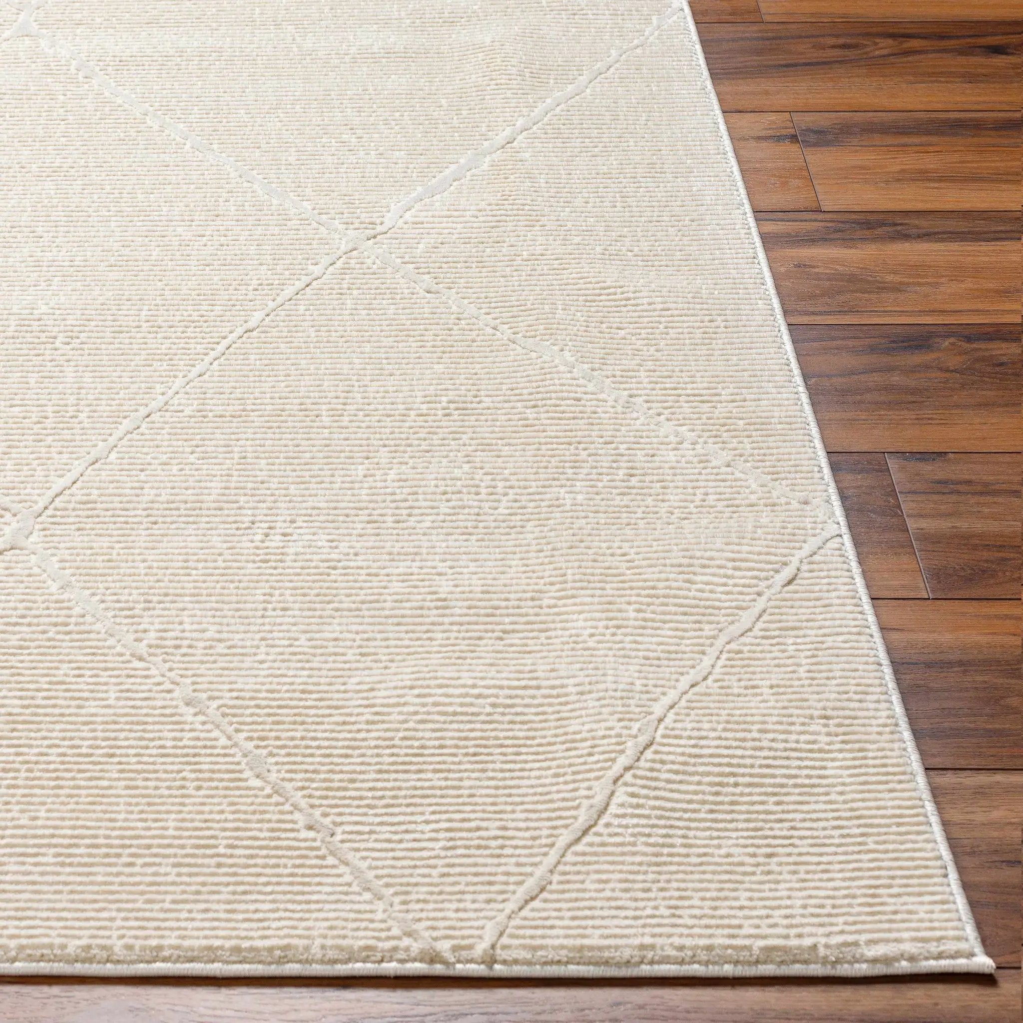 Aldis Cream Plush Textured Washable Rug by Boutique Rugs