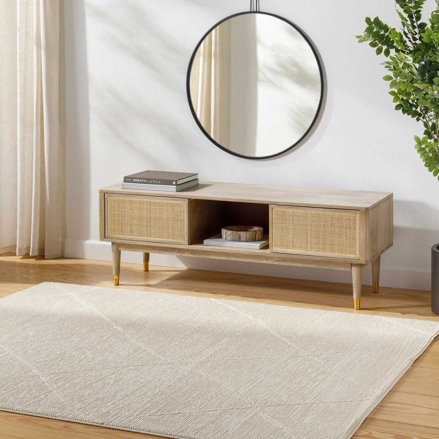 Aldis Cream Plush Textured Washable Rug by Boutique Rugs