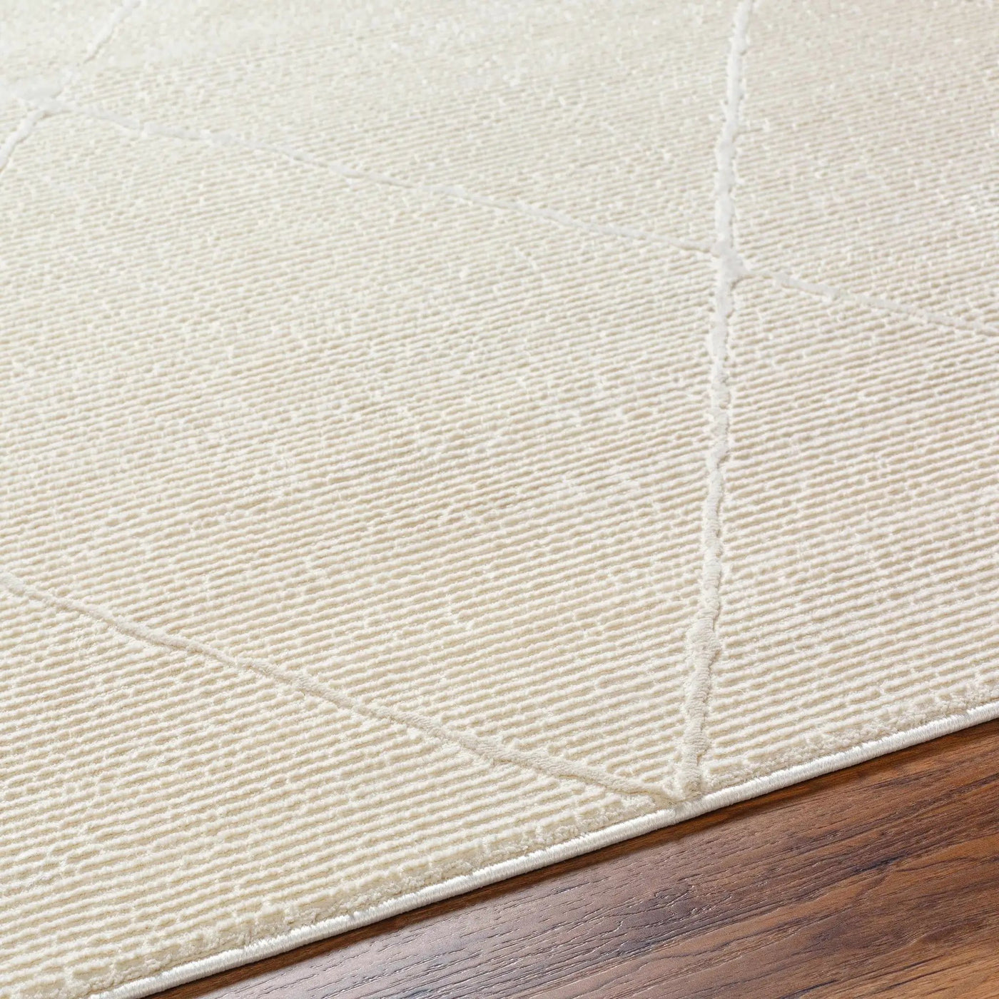 Aldis Cream Plush Textured Washable Rug by Boutique Rugs