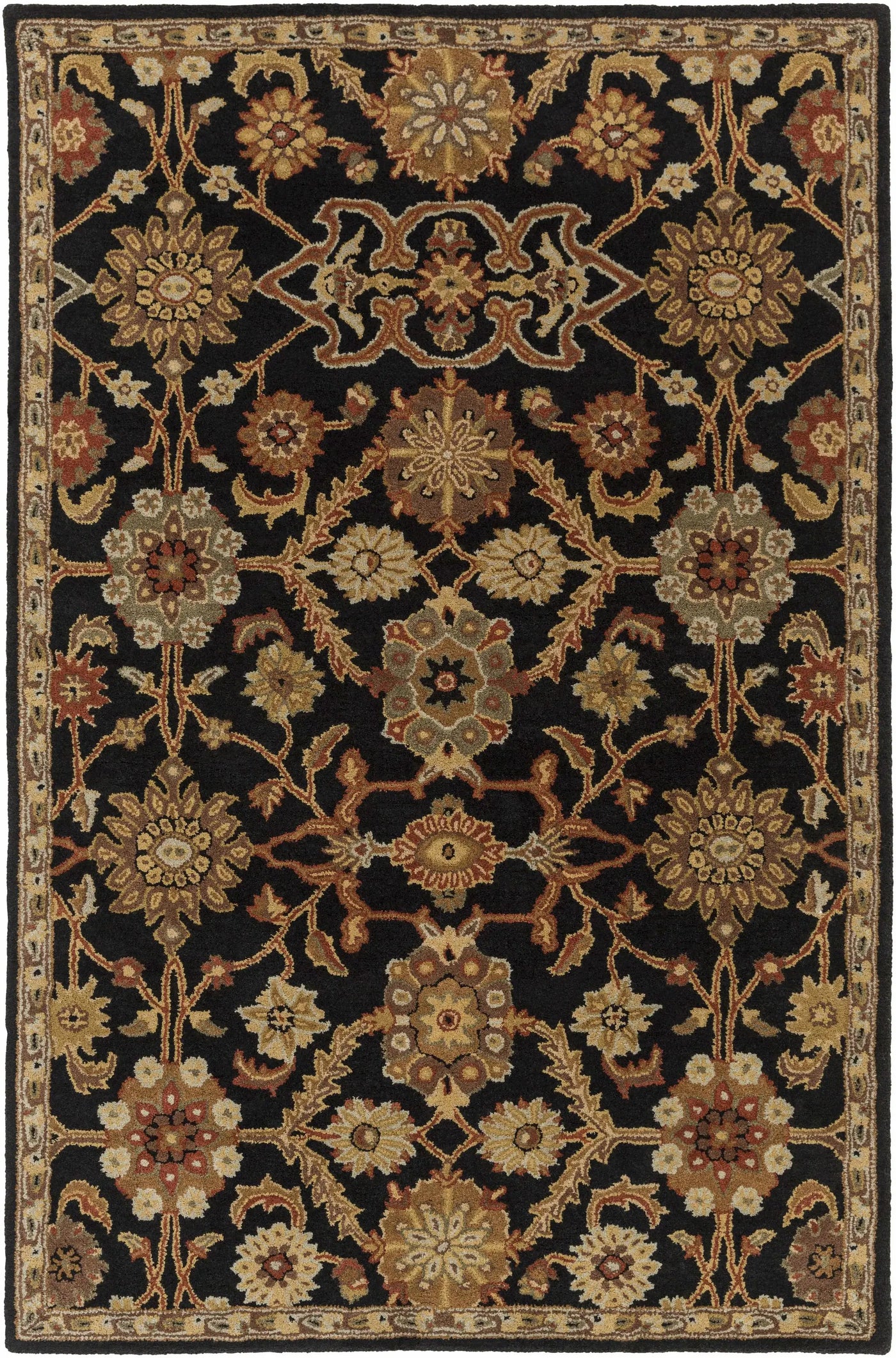 Salix Hand Tufted Black Wool Rug by Boutique Rugs