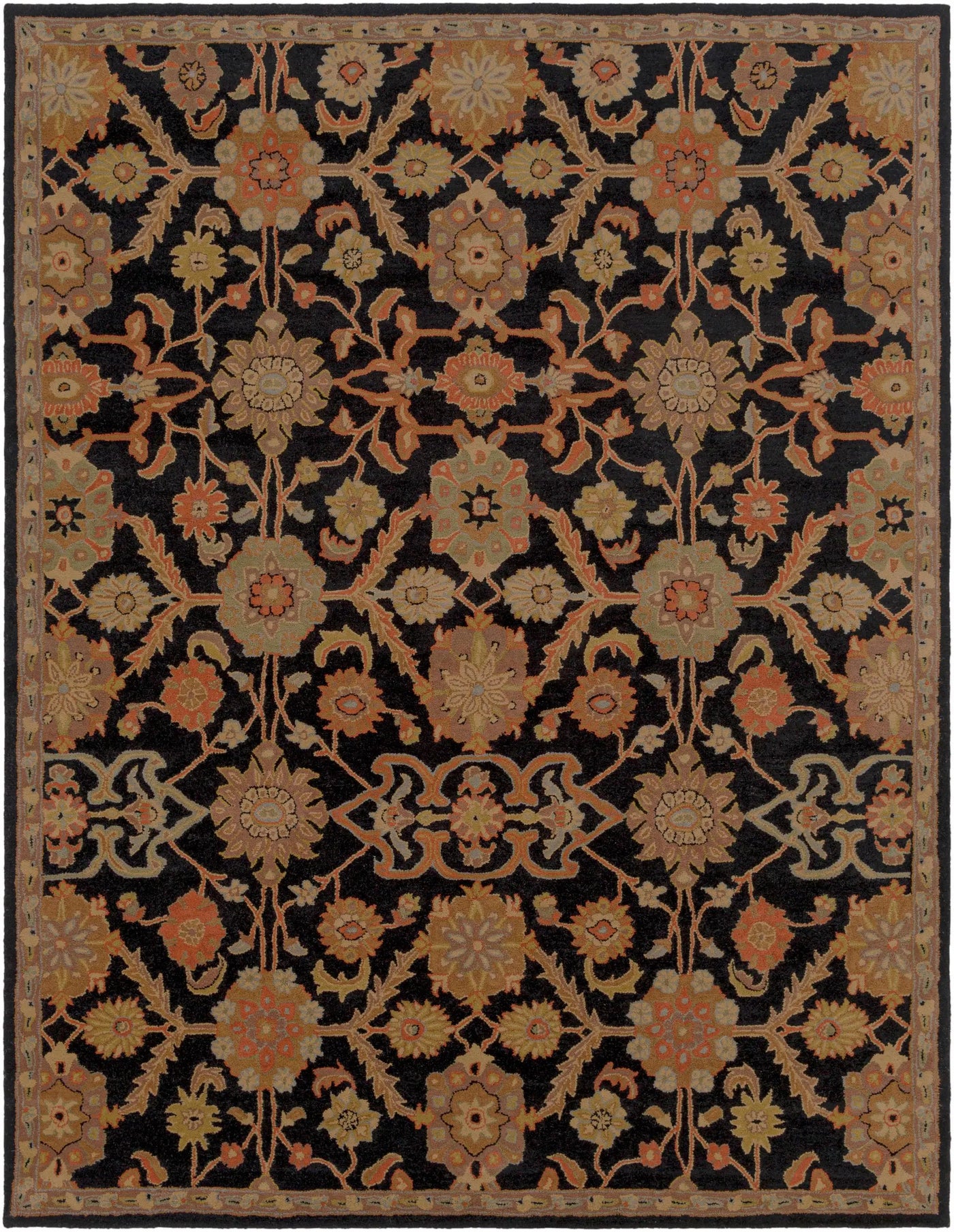 Salix Hand Tufted Black Wool Rug by Boutique Rugs