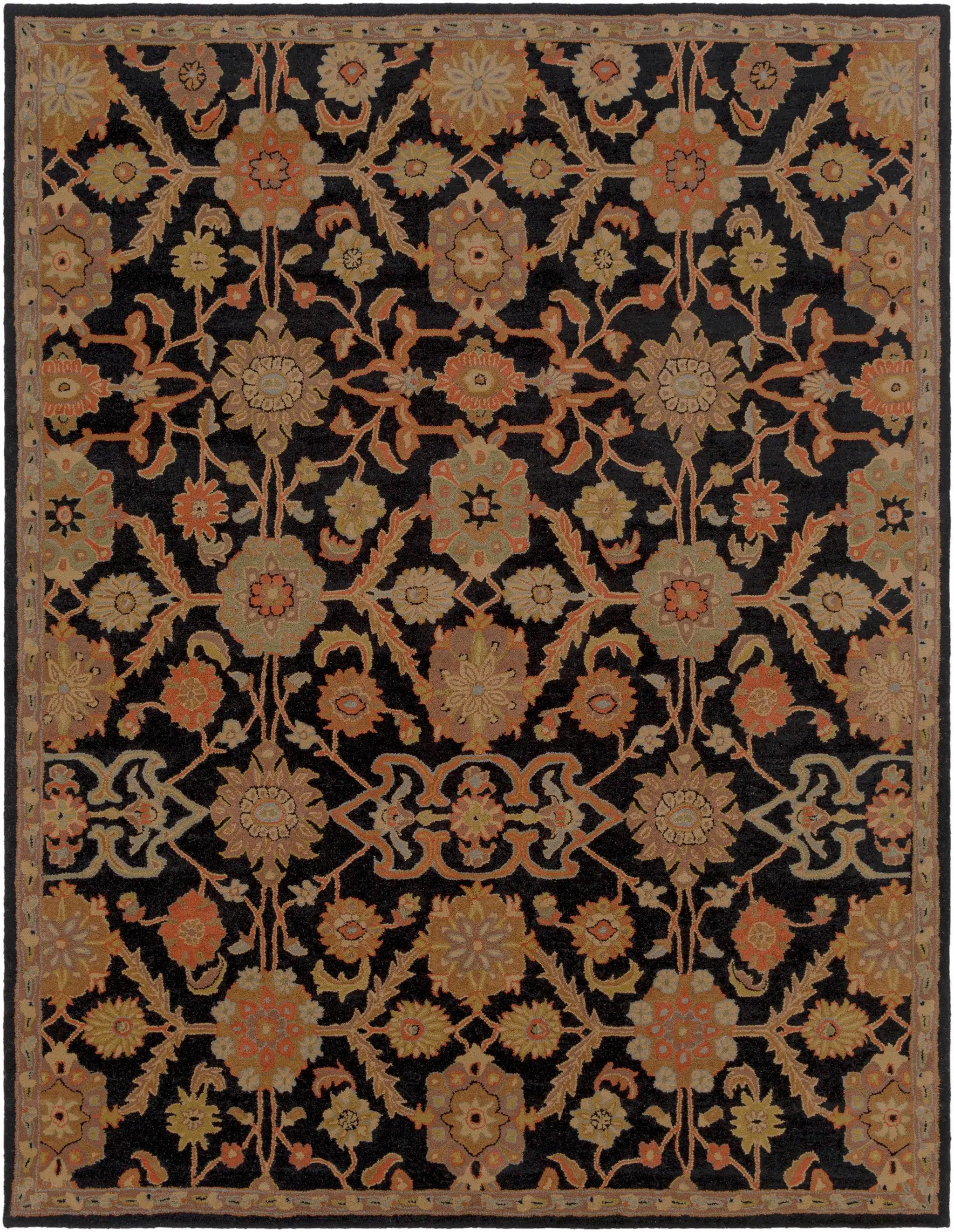 Salix Hand Tufted Black Wool Rug by Boutique Rugs