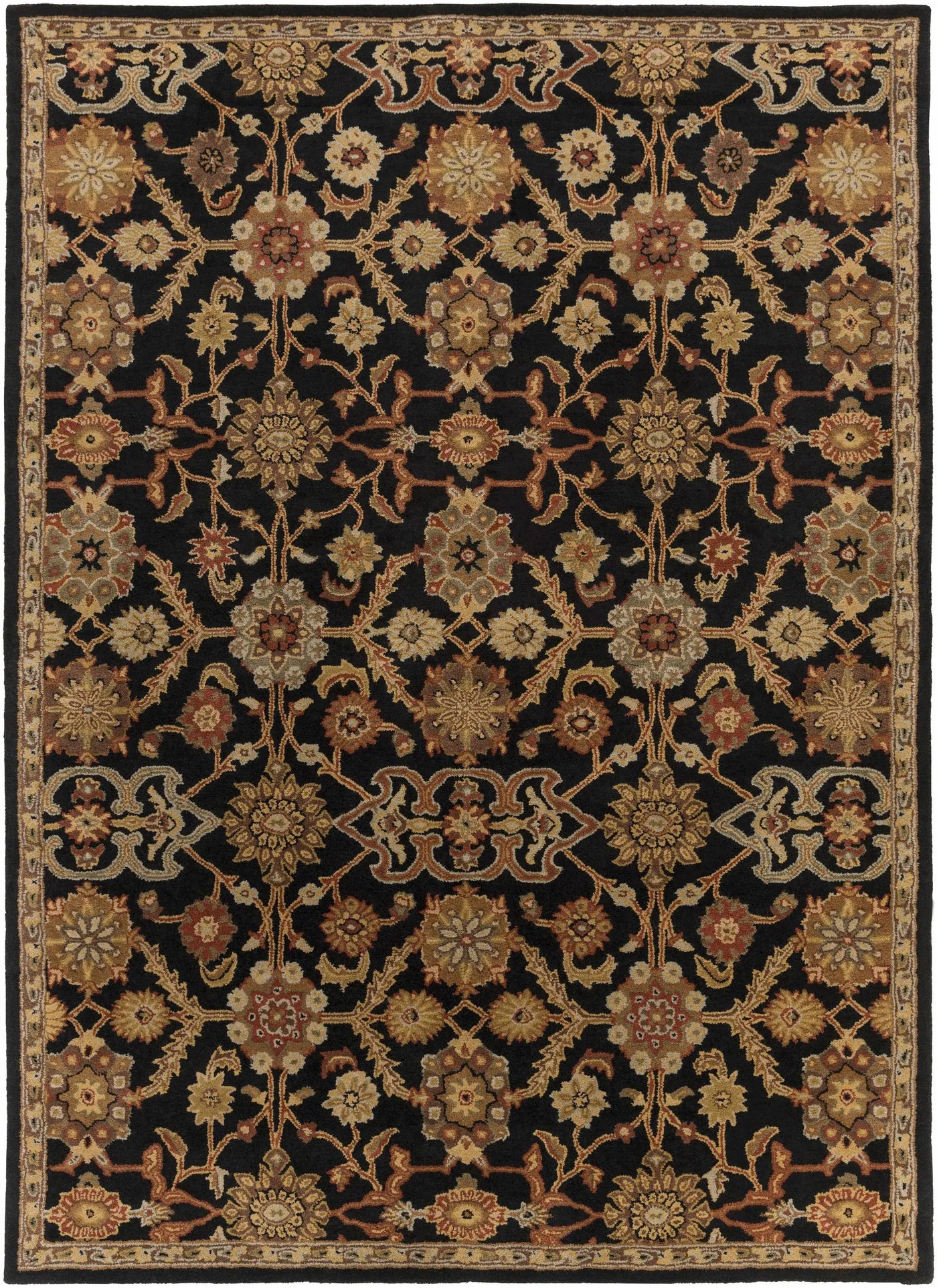 Salix Hand Tufted Black Wool Rug by Boutique Rugs