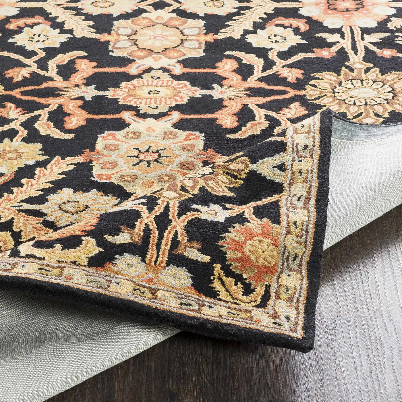 Salix Hand Tufted Black Wool Rug by Boutique Rugs