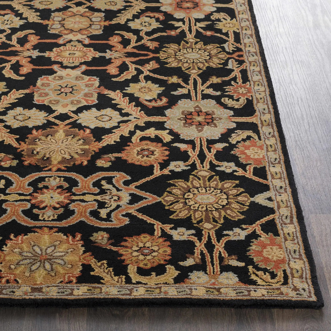 Salix Hand Tufted Black Wool Rug by Boutique Rugs