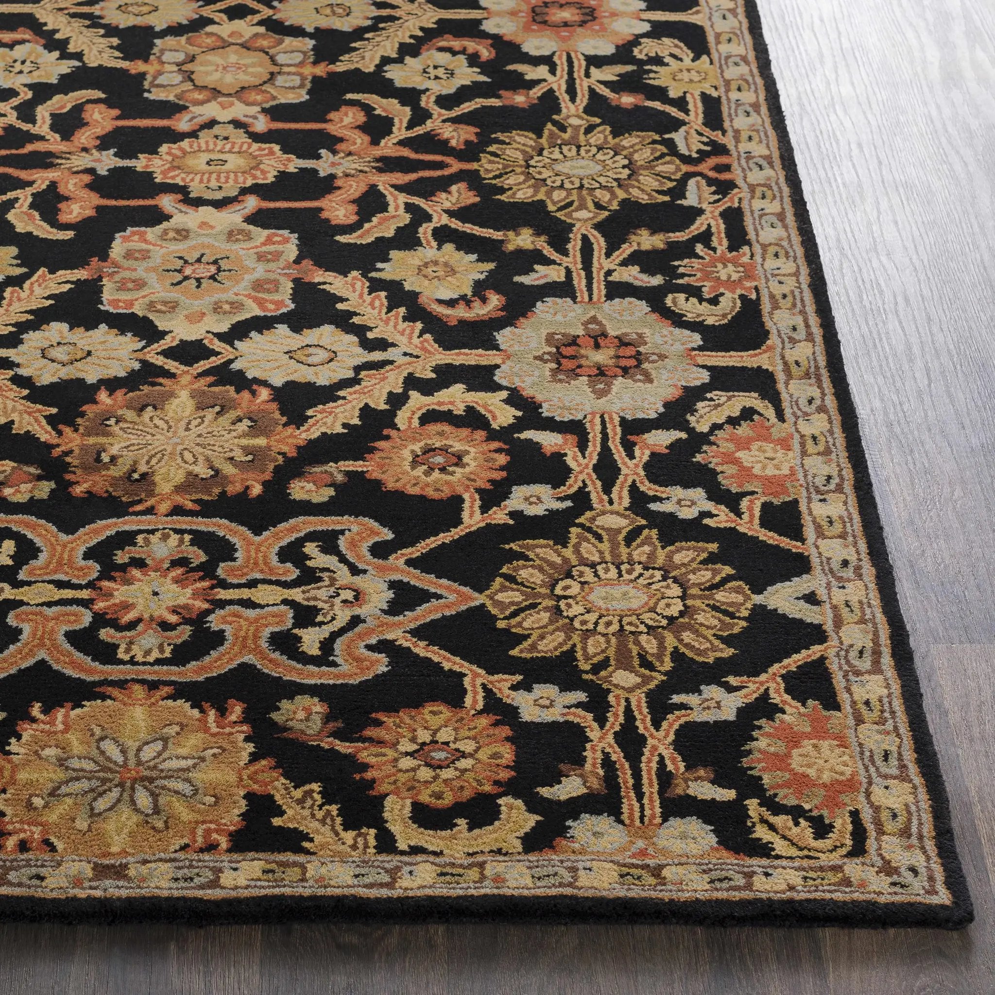 Salix Hand Tufted Black Wool Rug by Boutique Rugs