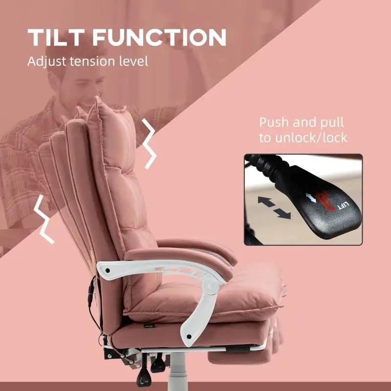 Double Padded Executive Massage Heated Office Chair Salmon by HomePacific