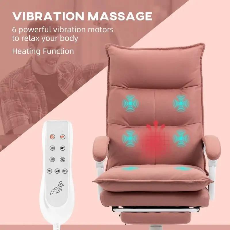 Double Padded Executive Massage Heated Office Chair Salmon by HomePacific