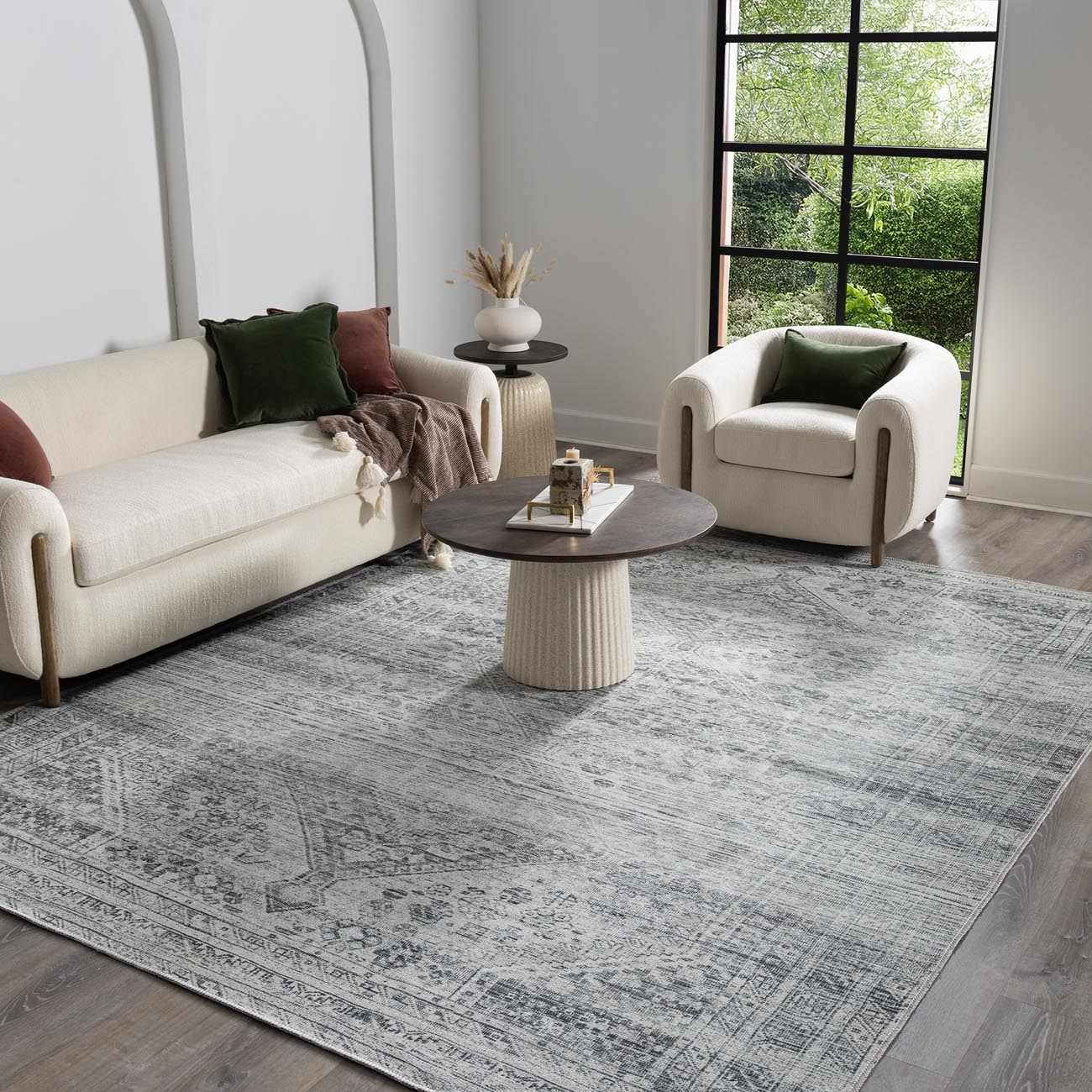 Barny Gray Blue Washable Rug - Clearance by Boutique Rugs