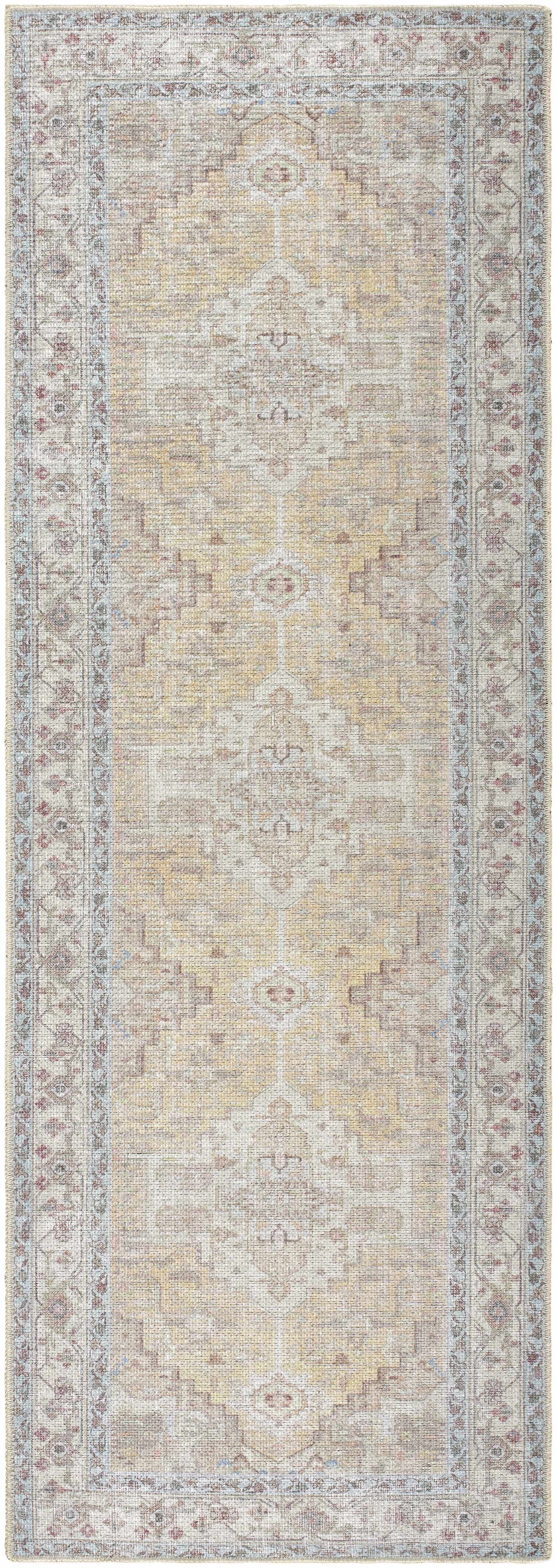 Reza Mustard Washable Rug - Clearance by Boutique Rugs